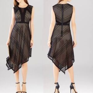 BCBGMaxAzria Black Asymmetrical Lace Dress